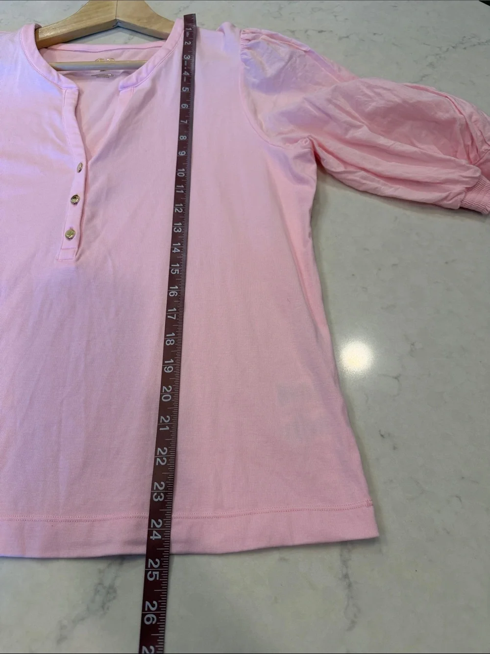 Lilly Pulitzer Ronson Knit Split V-Neck Short Puff Sleeve Top‎ Size XL
